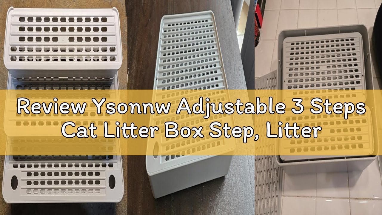 Review Ysonnw Adjustable 3 Steps Cat Litter Box Step, Litter Box Ramp with Filter Function, Non-Slip