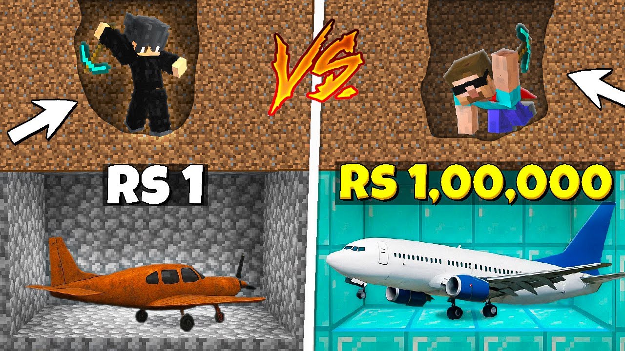Rs1 vs Rs 1 Crore PLANE Mining Challenge in Minecraft 