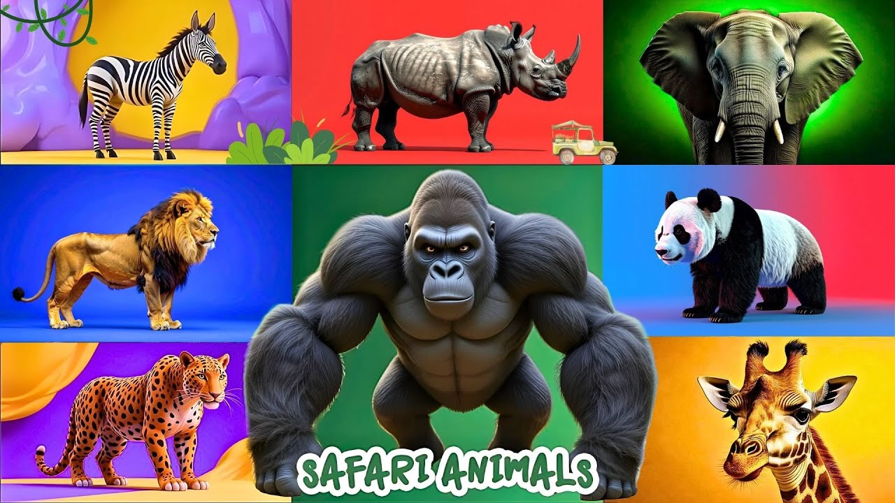 Safari Animal Sounds Song | Nursery Rhyme for Kids - Learn Animal Names and Sounds