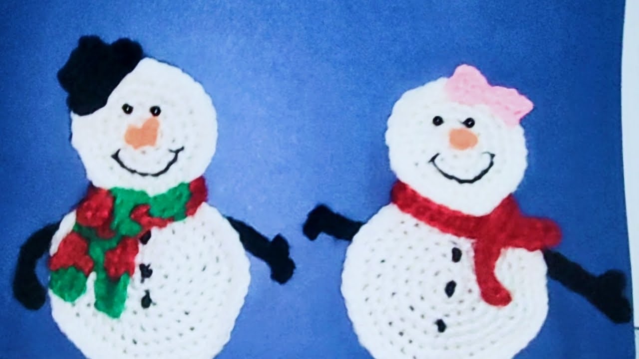 يله نعمل رجل الثلج بالكروشيه ☃️☃️☃️