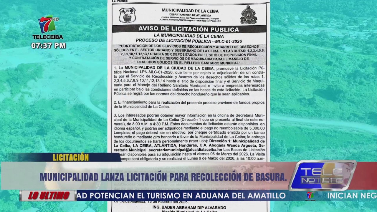 Municipalidad de La Ceiba lanza licitación para recolección de basura