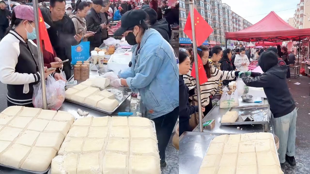 The stall sells tofu, which is freshly made and sold on October 6st.