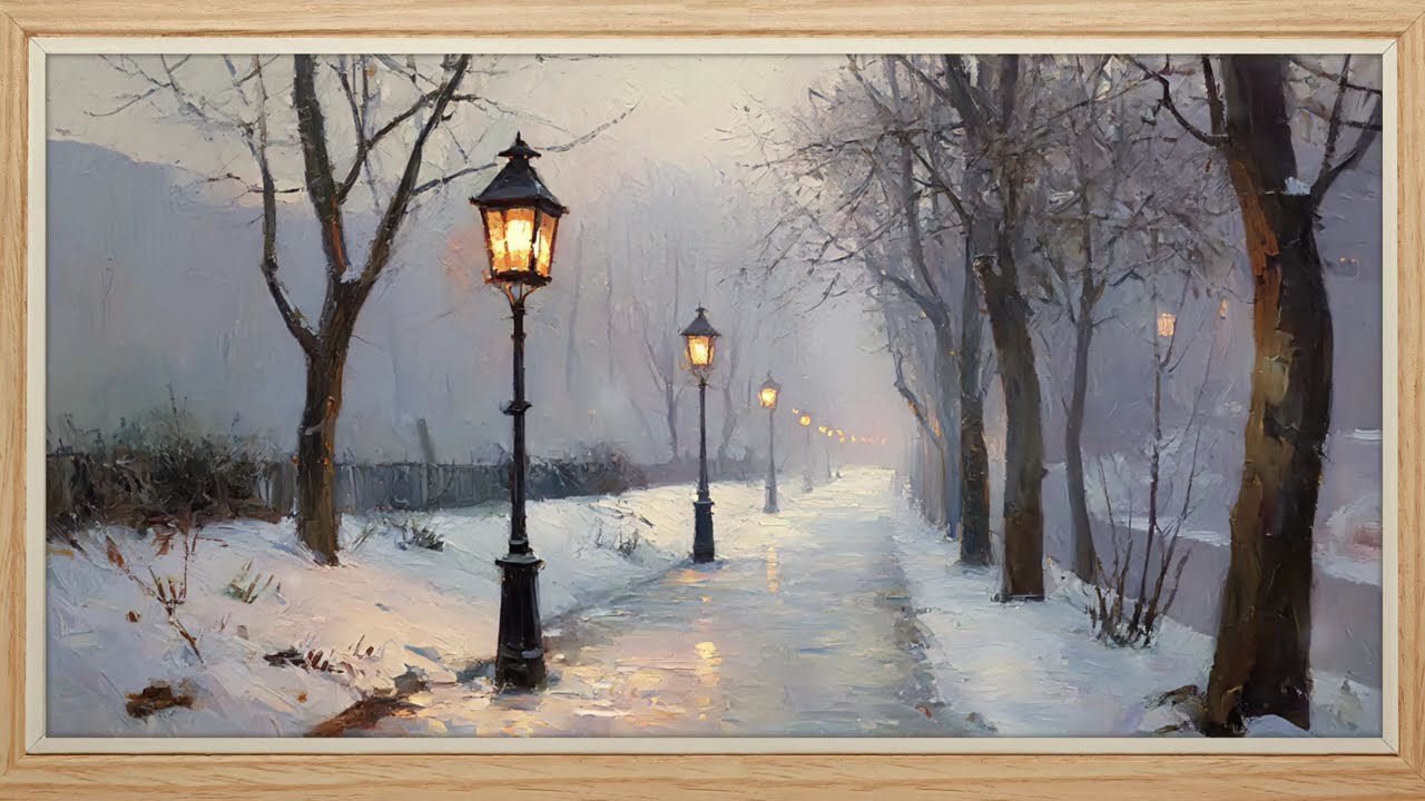 CLASSIC ART 4K | Peaceful snowy landscape for your TV | Ambient music
