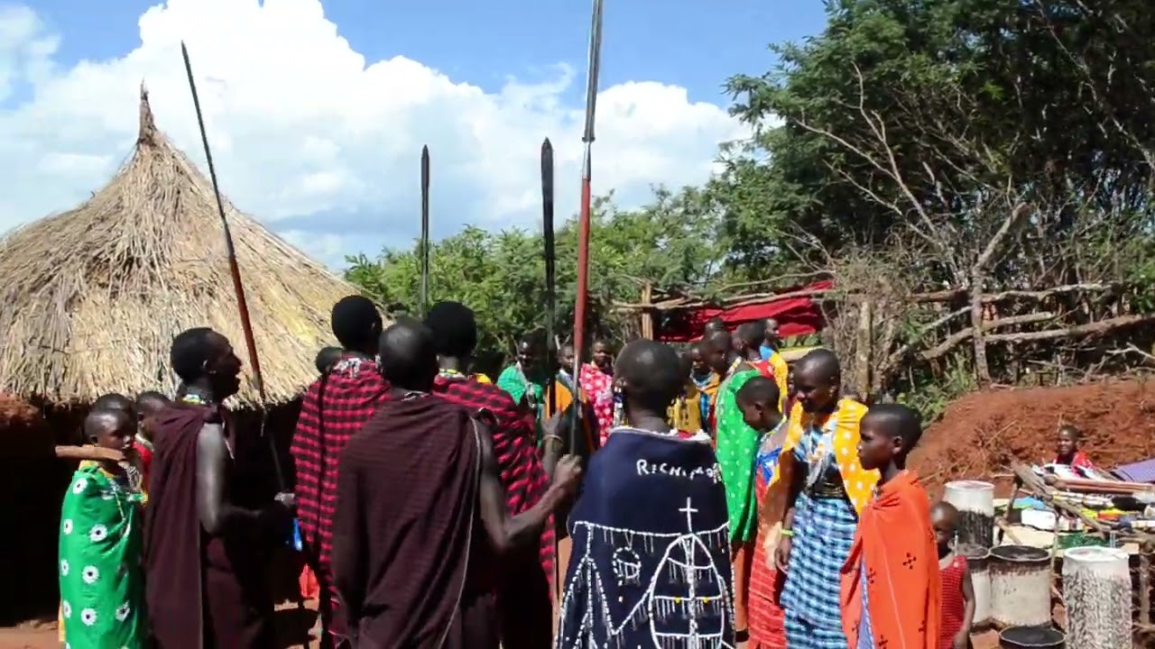 Maasai traditional dance demostration as part of the Maasai Culture Center program.