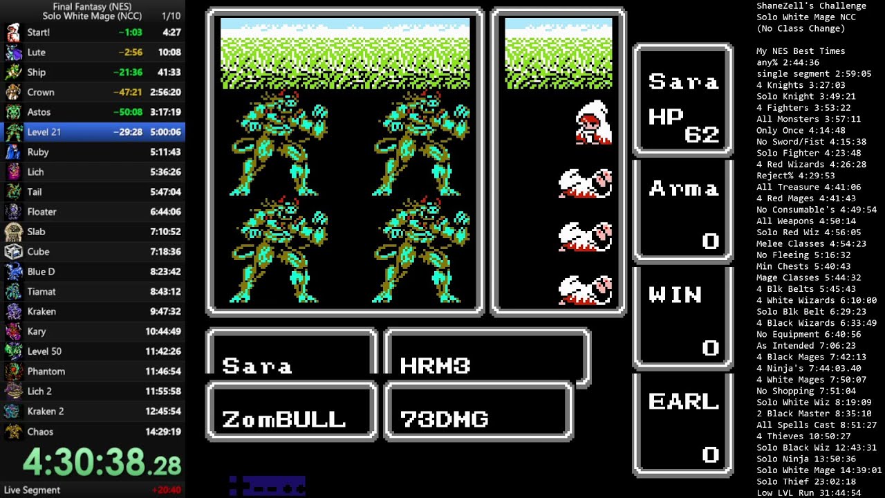 FF1 NES Solo White Mage (No Class Change) 14:14:52