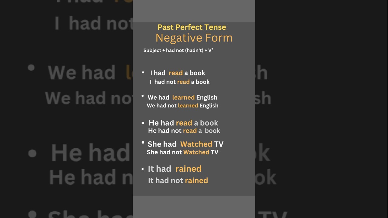 Past Perfect Negative In 10 Seconds 