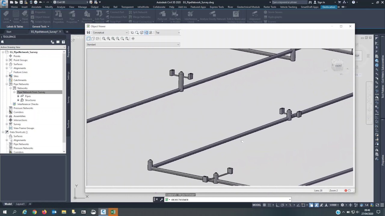 Rebuild Pipe network from Survey