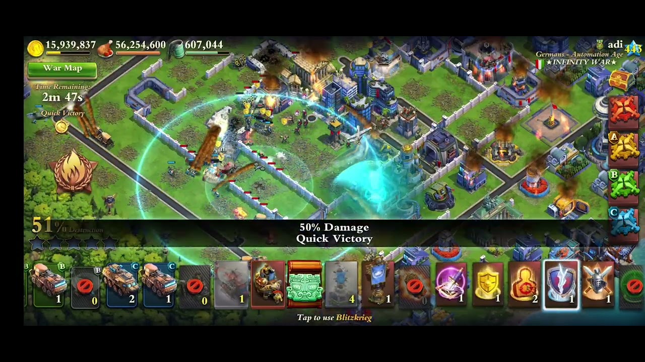 DomiNations War Attack lvl 451 vs 443