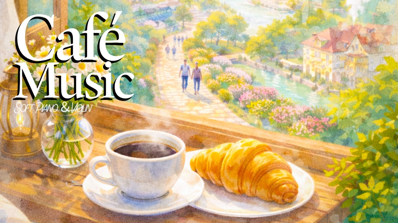 【Café Music】湯と森の街の二階カフェピアノとバイオリン｜Soft Jazz Waltz｜Piano & Violin