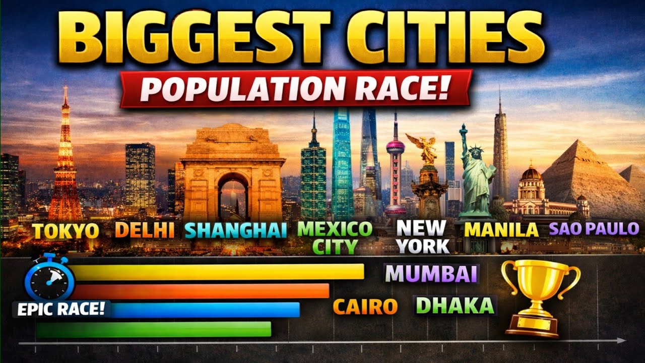 World’s Largest Cities Population Growth | Tokyo vs Delhi vs Shanghai vs Mexico City (1950–2025)