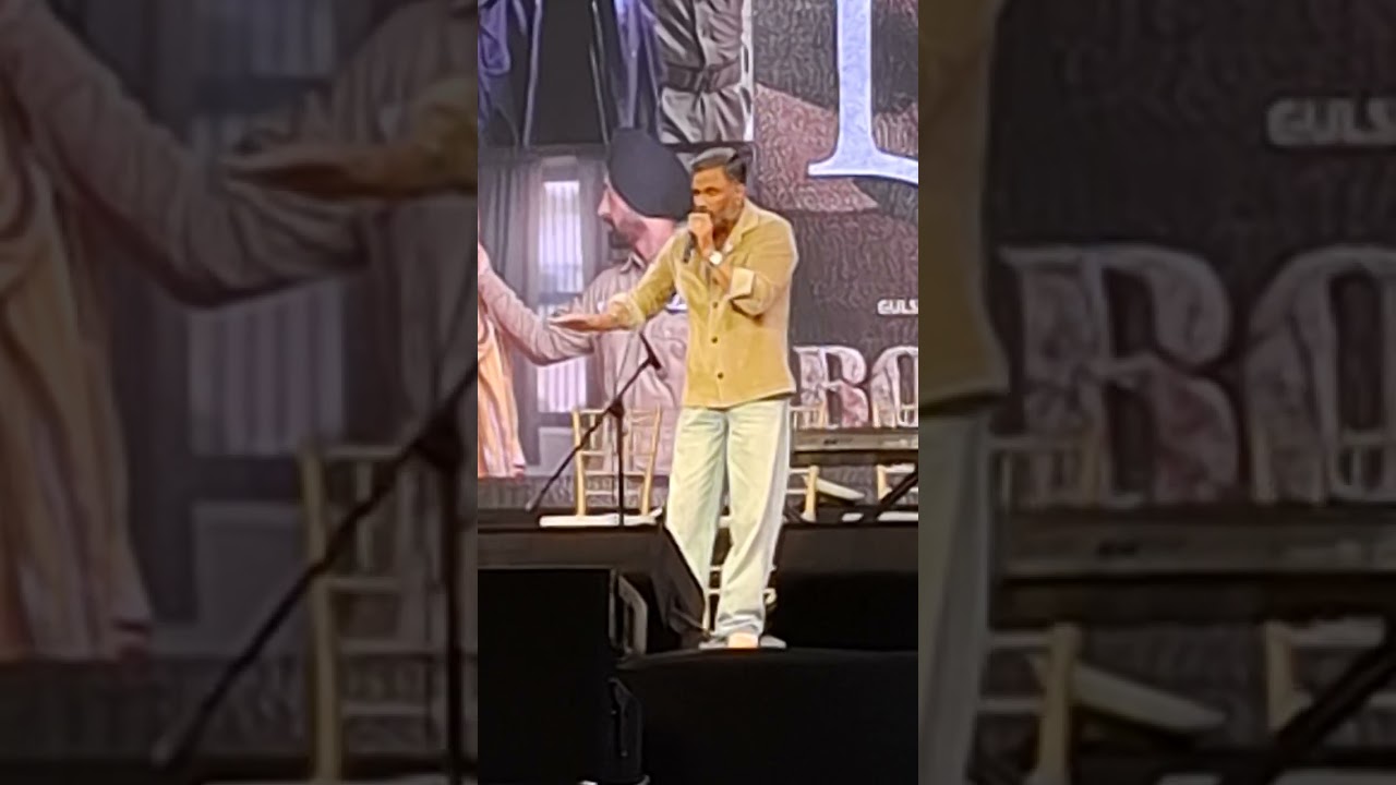 Suneil Shetty addresses Army, Navy, Airforce guests during the song launch of Border 3 in US Club