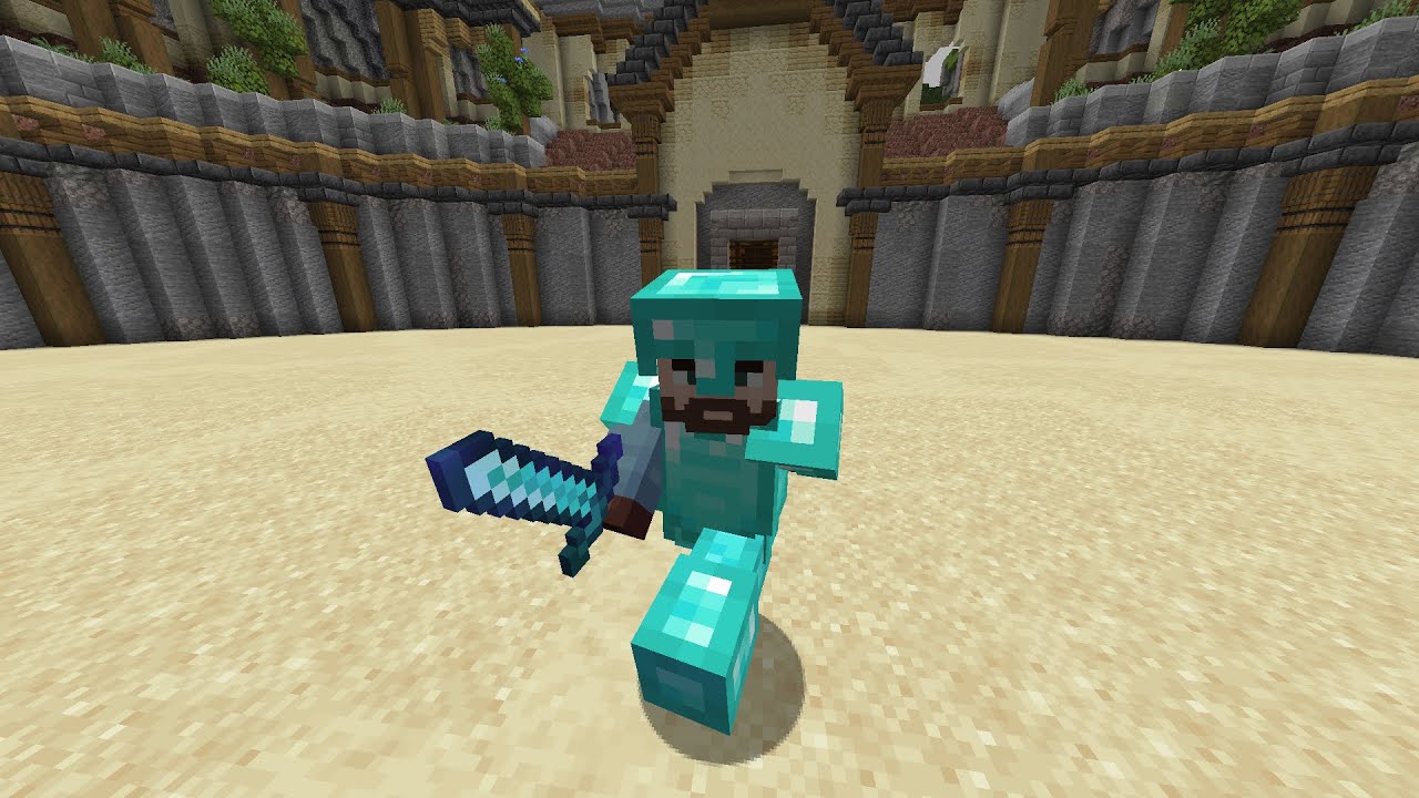 Three rounds of Minecraft PVP sword duels