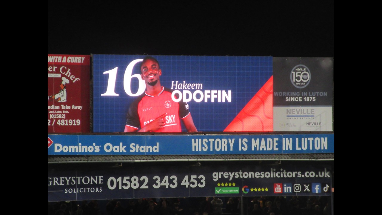 HAKEEM ODOFFIN Goal Luton Town v Exeter City League 17th March 2026.