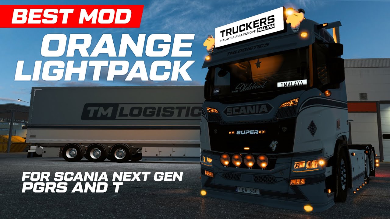 [ETS2 1.43 mod] Orange Light Pack Mod for Scania NG PGRS & T | Red, Orange, White color & Tinted
