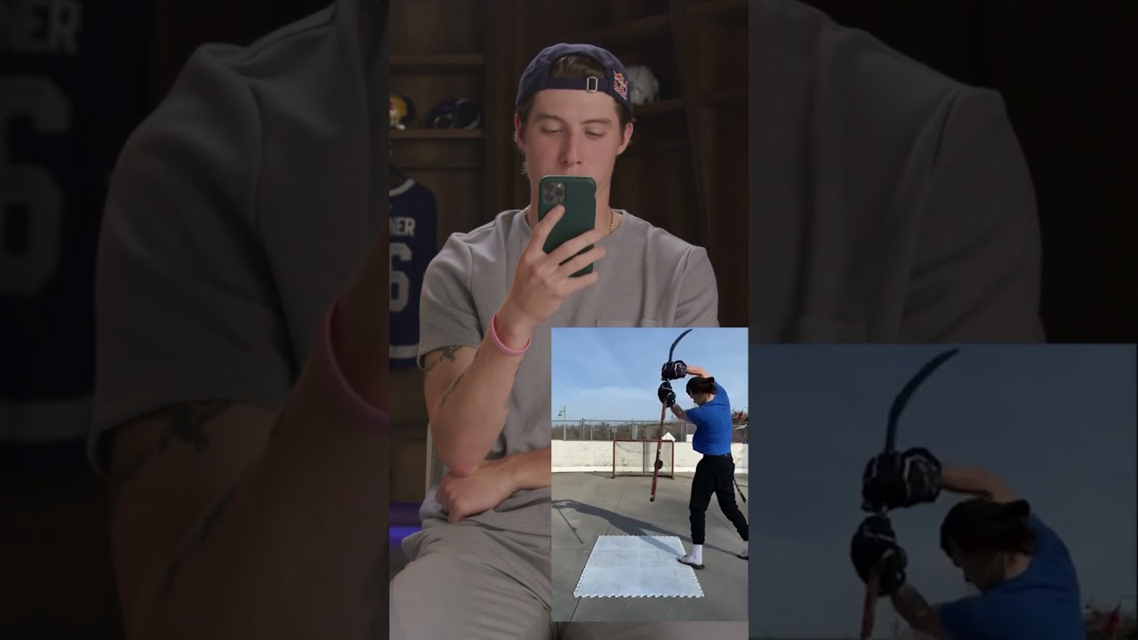Mitch Marner reacts to my trick shot🔥🏒
