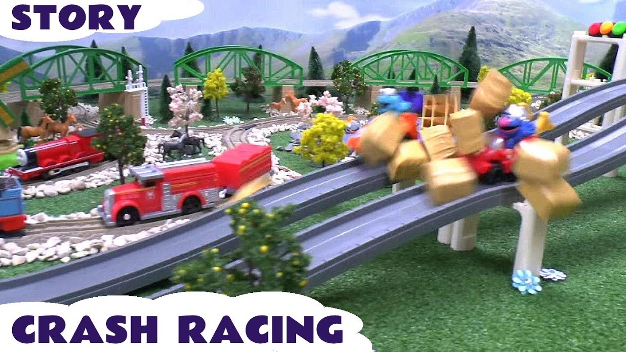 Funny Sesame Street Racing Cars With Thomas and Friends