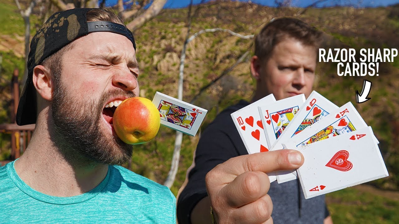 NINJA CARD THROWING TRICK SHOTS BATTLE! Ft. Rick Smith Jr.