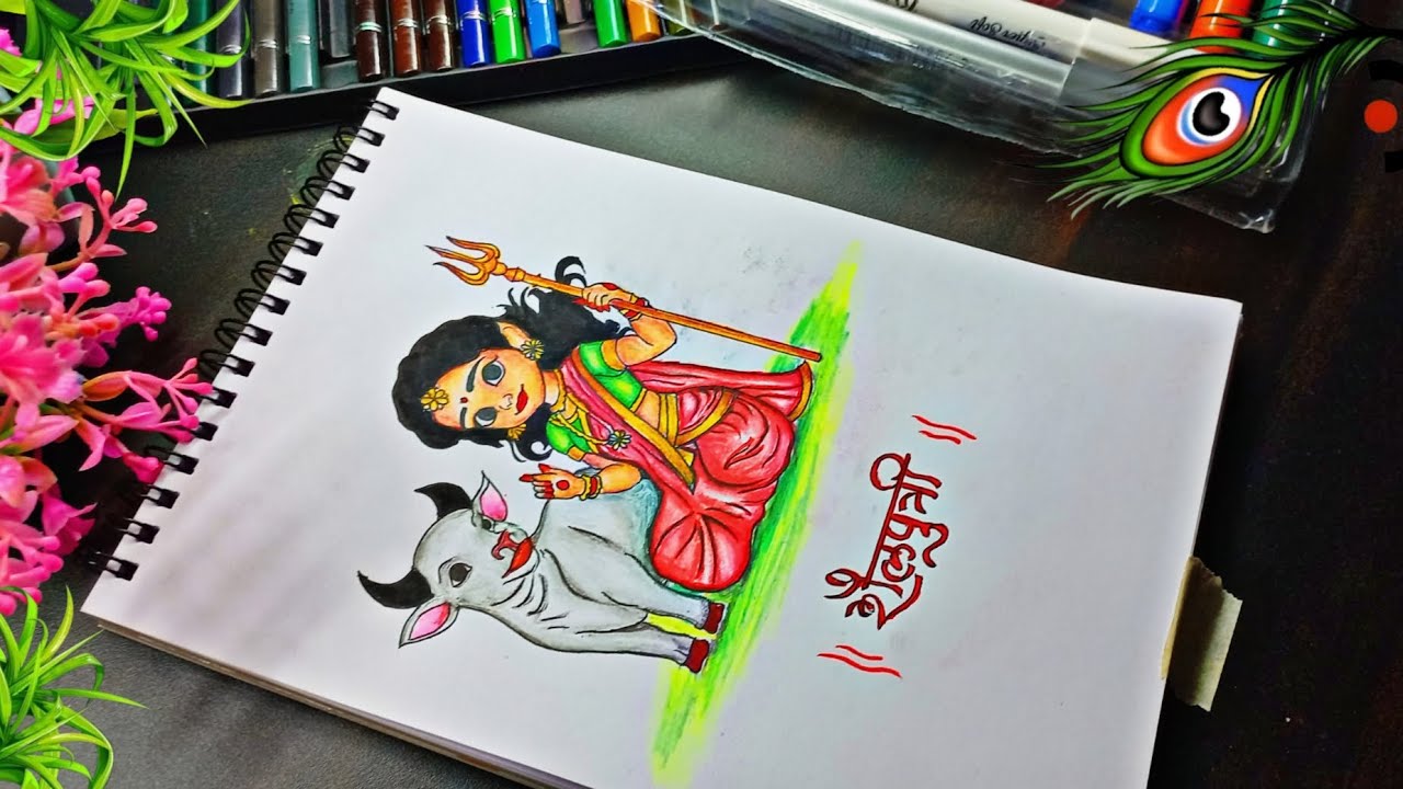 How to Draw Shailputri Mata (Durga Mata) | Shailputri Devi Drawing | by Drawing Art