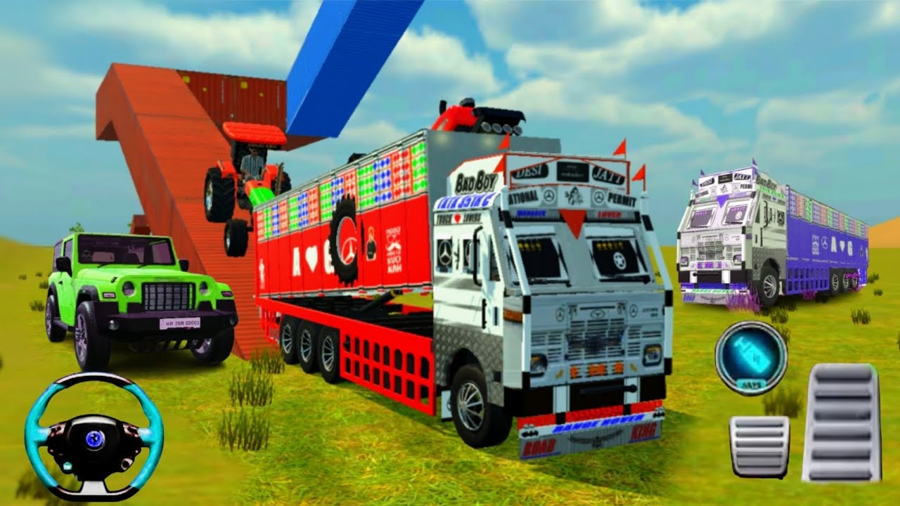 🛤️ Tractors Loaded Inside Big Truck | : Heavy Loading Challenge in game #19#jcb#jcbtractor 