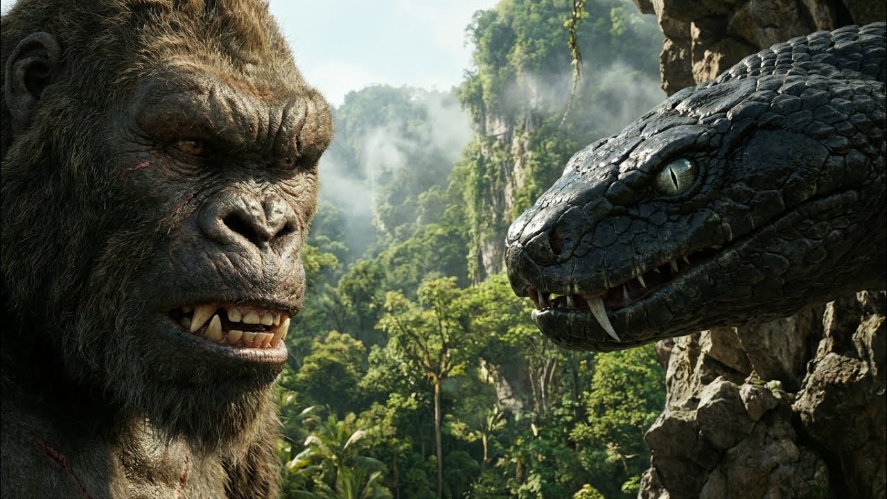 🔥 Mountain Size Black Snake Attacks Jungle Animals 😱 | King Kong’s Most Epic Fight Ever! 🐍🦍
