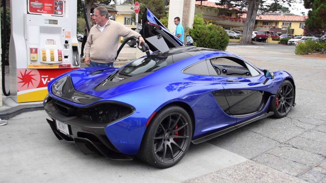 Car Week 2016 - Burton Blue McLaren P1 - Startups, Fuels Up, Bird Poop, Scrapes