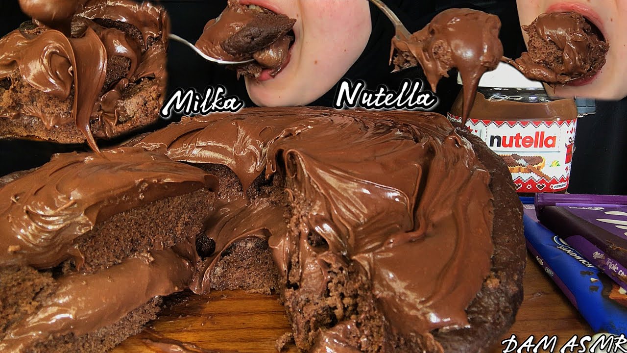 Nutella. Milka Double Chocolate Fudge Cake. Фундук, тройной какао и Oreo. Есть звуки. Десерт.