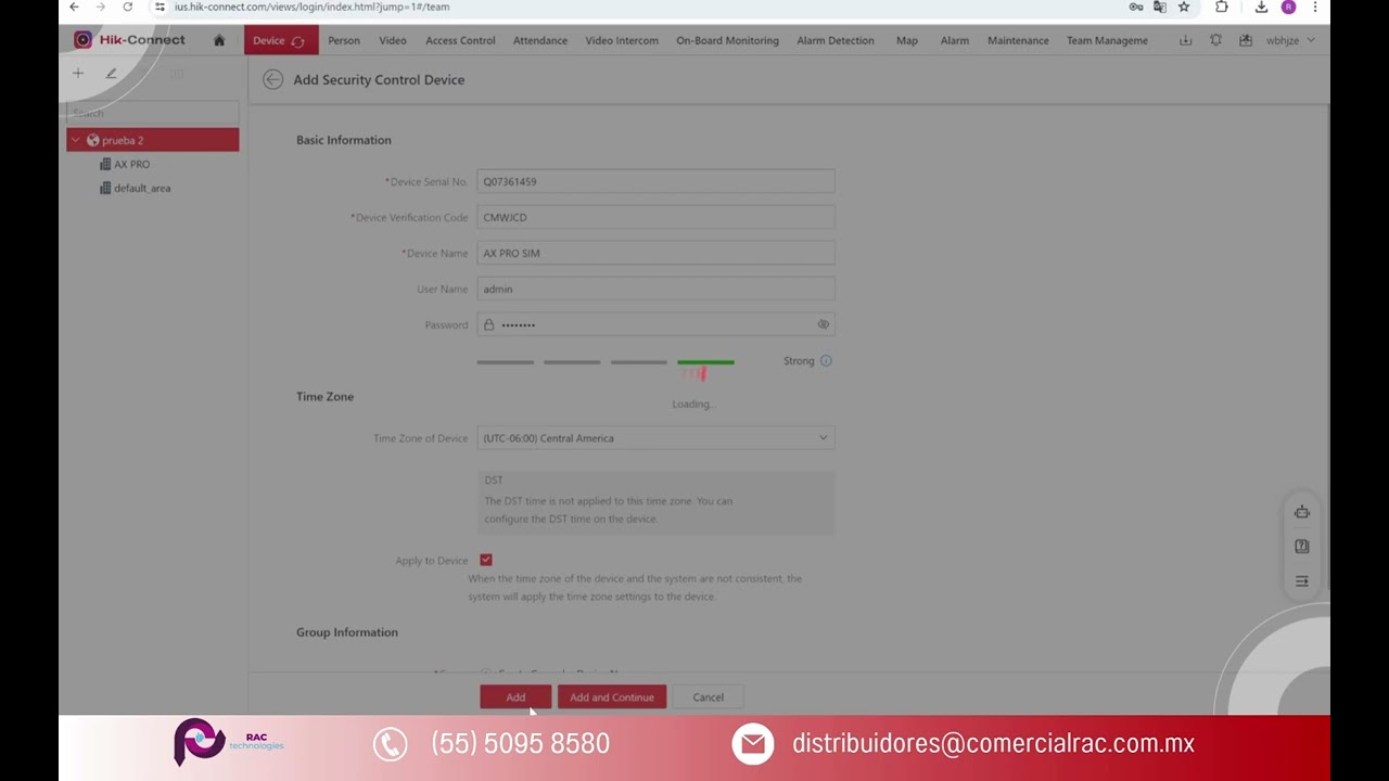 Cómo agregar panel Ax Pro a Hik Connect Modo Equipo