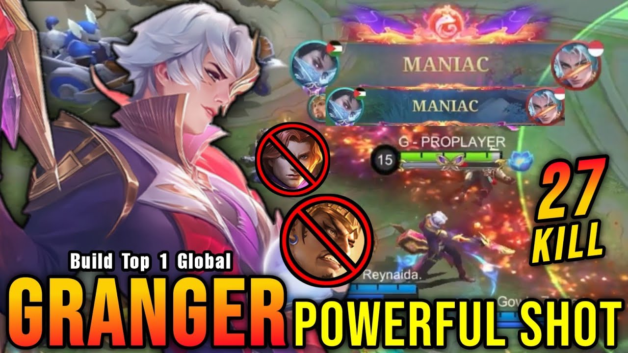 27 Kills + 2x MANIAC!! Powerful Shot Granger New Gold Lane Build - Build Top 1 Global Granger ~ MLBB