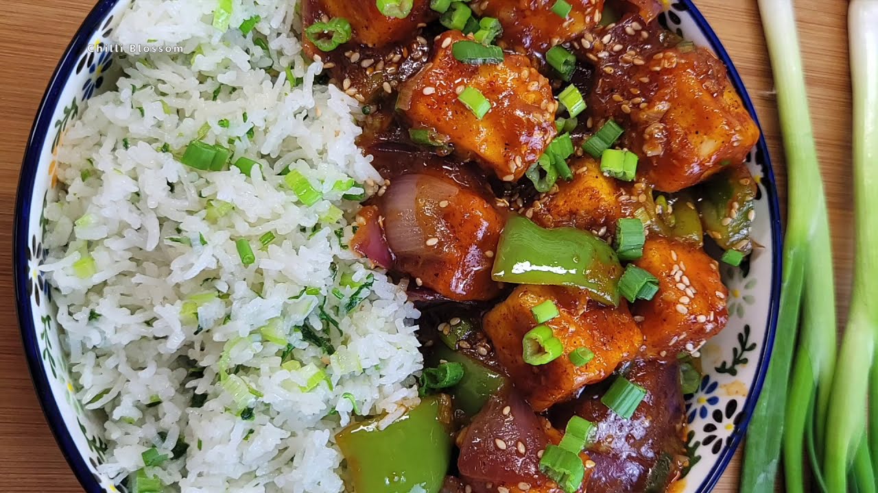 PANEER CHILLI WITH HERB RICE || CHINESE COMBO RESTAURANT STYLE || CHILLI BLOSSOM