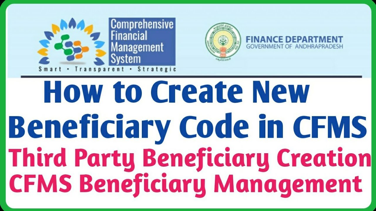 How to Create New Beneficiary in CFMS | How to Create Third Party Beneficiary Code in CFMS