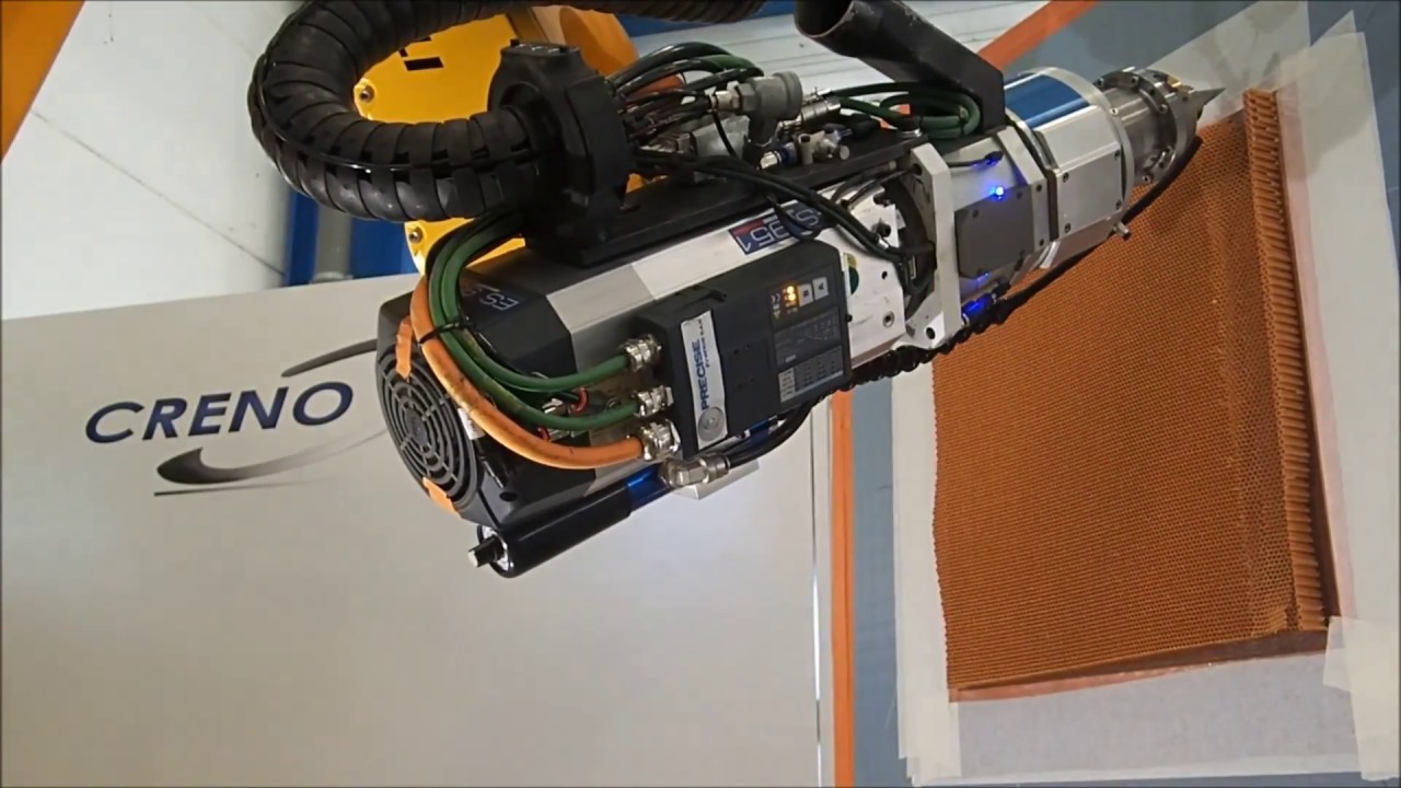 CRENO Robot cell ultrasonic cutting of Nomex Honeycomb
