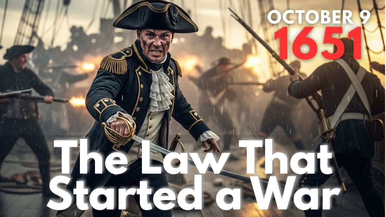 Navigation Act of 1651 &mdash; England restricts colonial trade to English ships; Dutch rivalry ignites