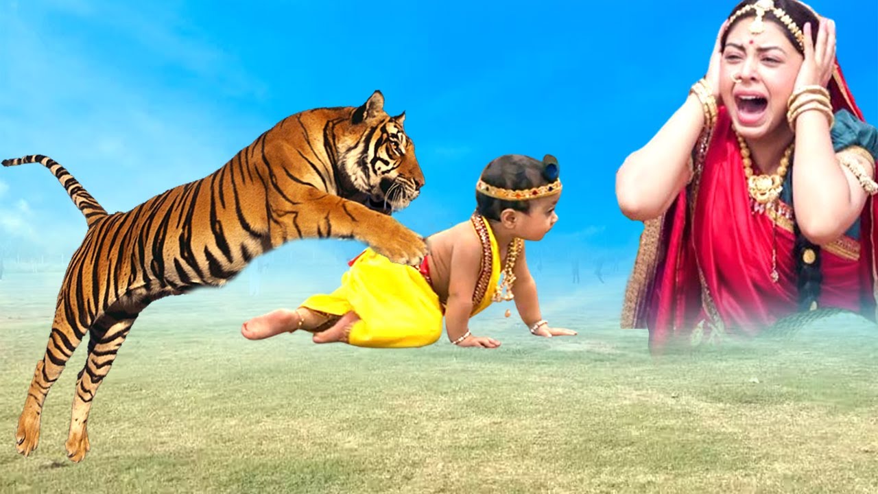 यशोदा मैया के पास जा रहे कान्हा पर झपटा शेर @Mere Kanha