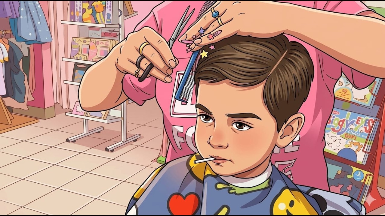 Brave 2 &frac12; Years-Old at the Barber Shop ✂️✂️✂️ | Barber Shop Fears | Adrien&rsquo;s Haircut Adventure