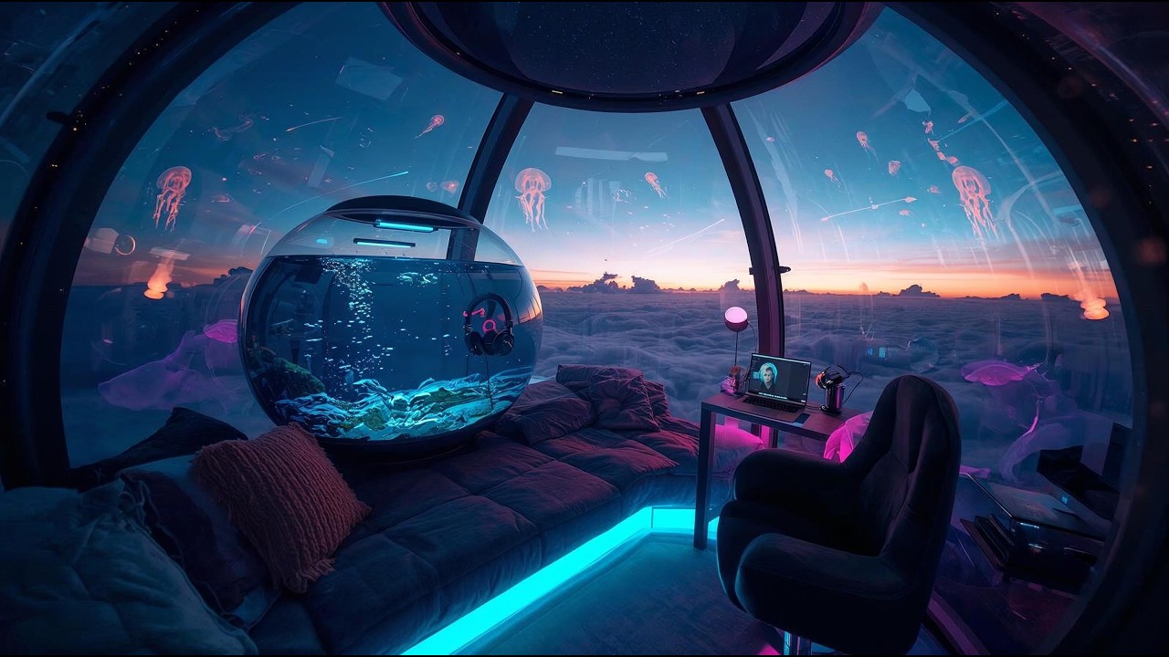 Sky Observatory Above the Clouds ☁️ Futuristic Lofi Study & Relax Ambience (3 Hours)