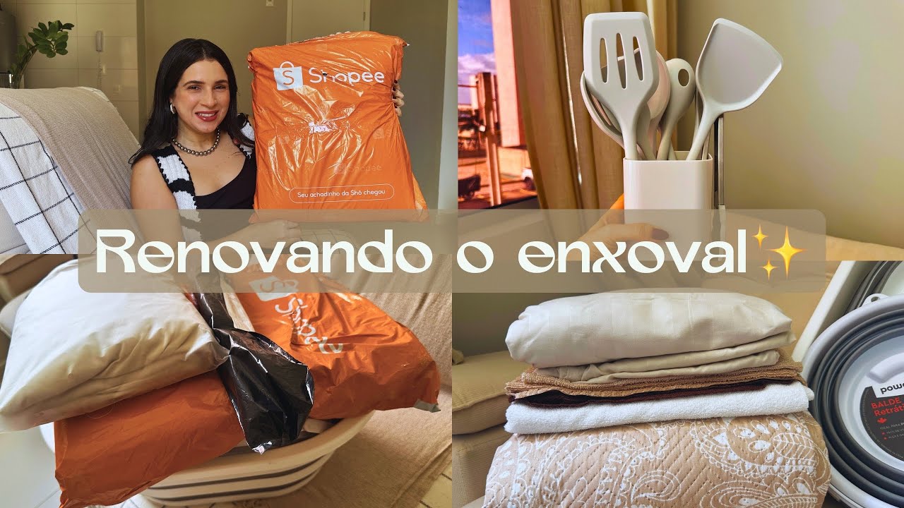 COMPRINHAS para CASA na SHOPEE | roupas de cama, kit balde retrátil, kit utensílios de silicone ✨🤩