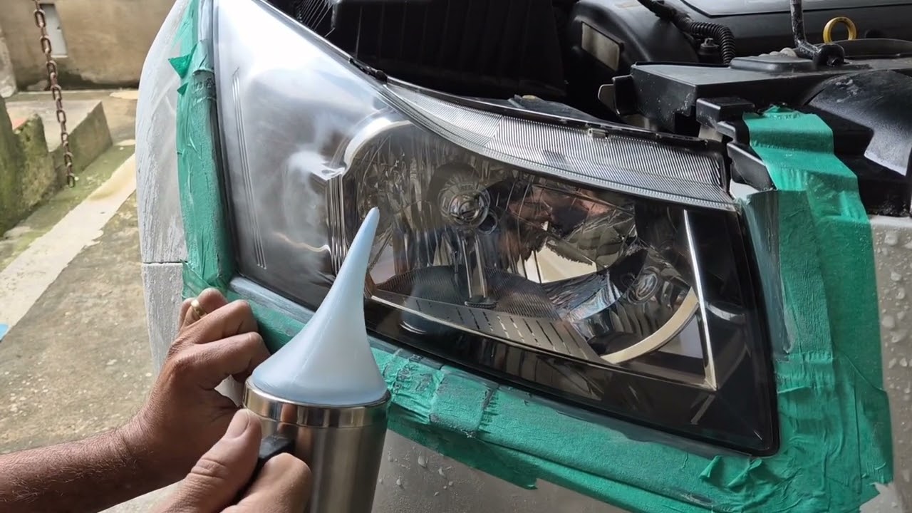Restaurando farol do Cruze pela primeira vez com vapor de polímero. Será que ficou bom?