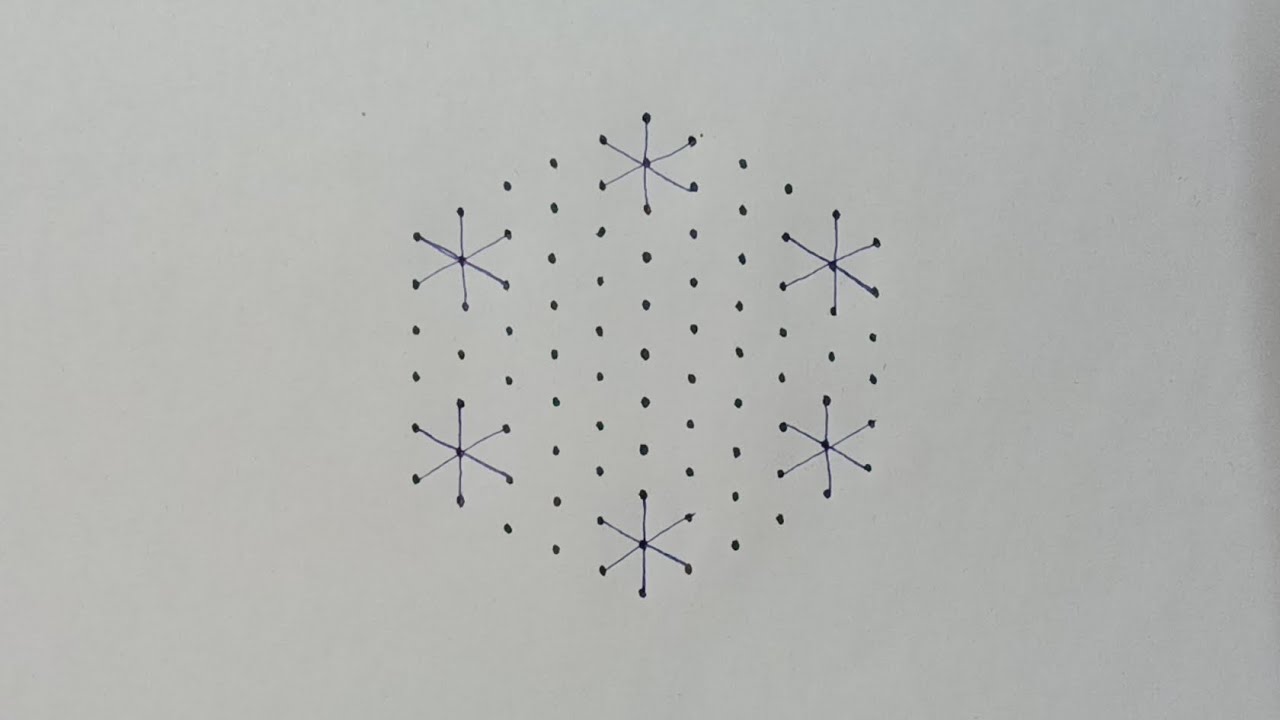 11*6 dots rangoli | ugadi muggulu | kolam designs | ugadi rangoli | simple and easy muggulu