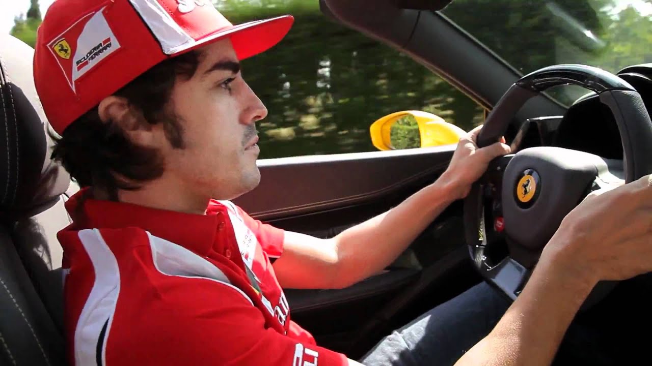 Fernando Alonso drives Ferrari 458 Spider