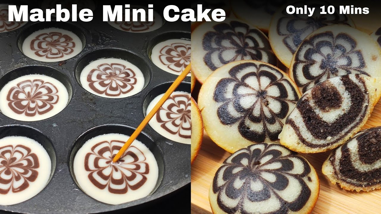 Mini Marble Cake Without Oven & Egg In 10 Mins | मिनी मार्बल केक बनाए बिना अंडे और अवन के १०मिनट में
