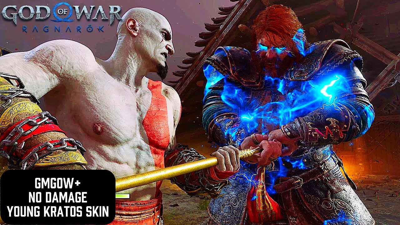 God of War Ragnarök - Thor vs Young Kratos 2nd fight GMGOW+ NO DAMAGE
