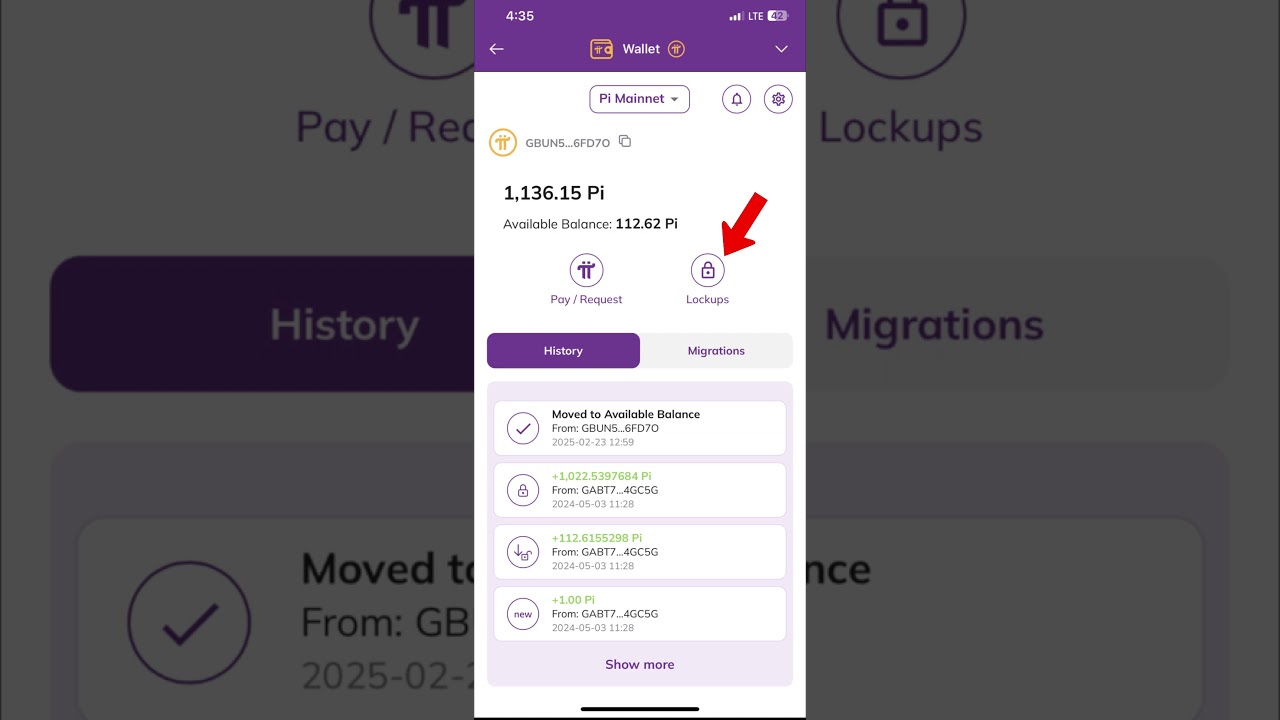 How to use PI WALLET, Mainnet, Available Balance, Lockup