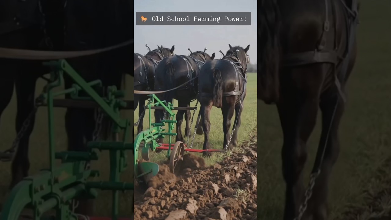 3 Horses Pulling a Traditional Plow | Amazing Old-School Farming#farming