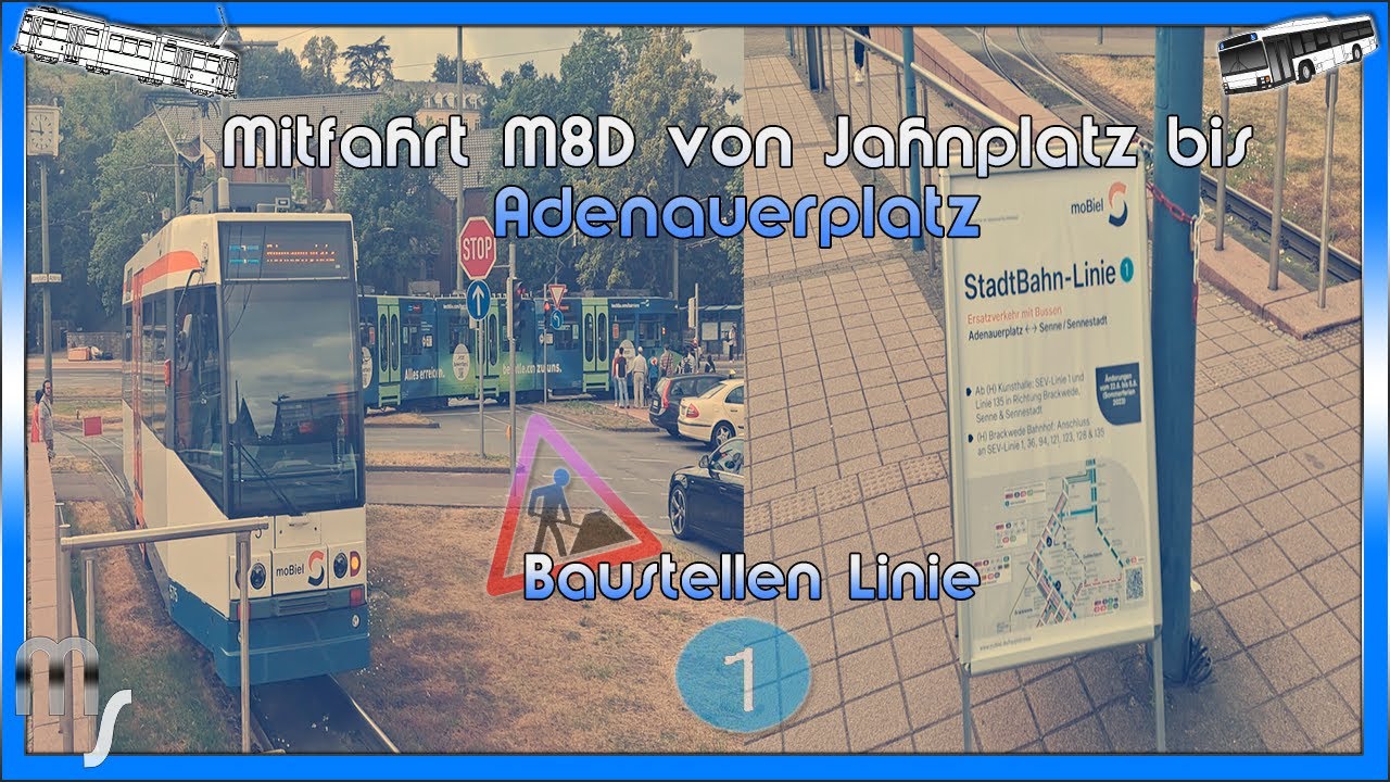 Mitfahrt M8D 🚇 als Linie 1️⃣ (27.06.2023) von Jahnplatz bis Adenauerplatz [Baustellen 🚧]