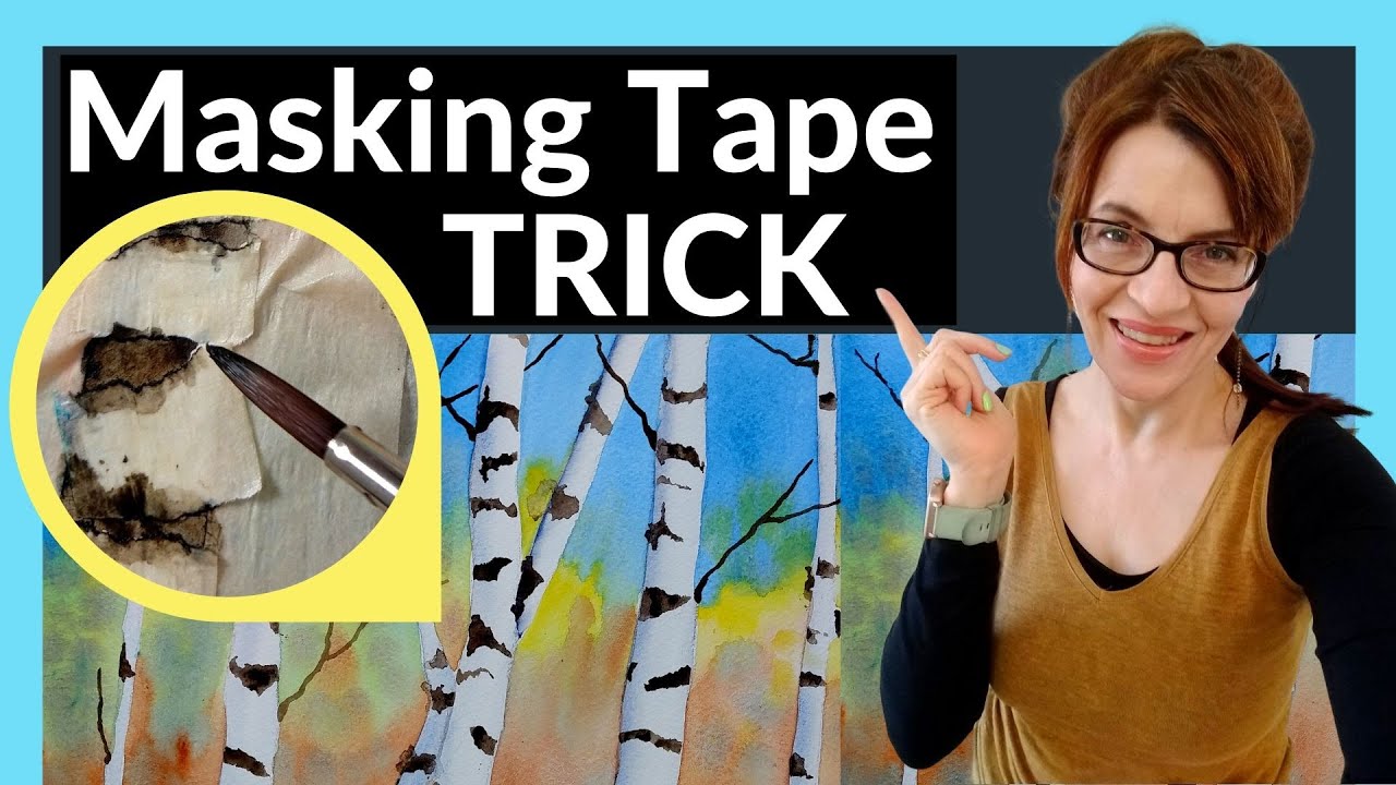 Watercolor Birch Trees Tutorial (EASY masking tape trick!)