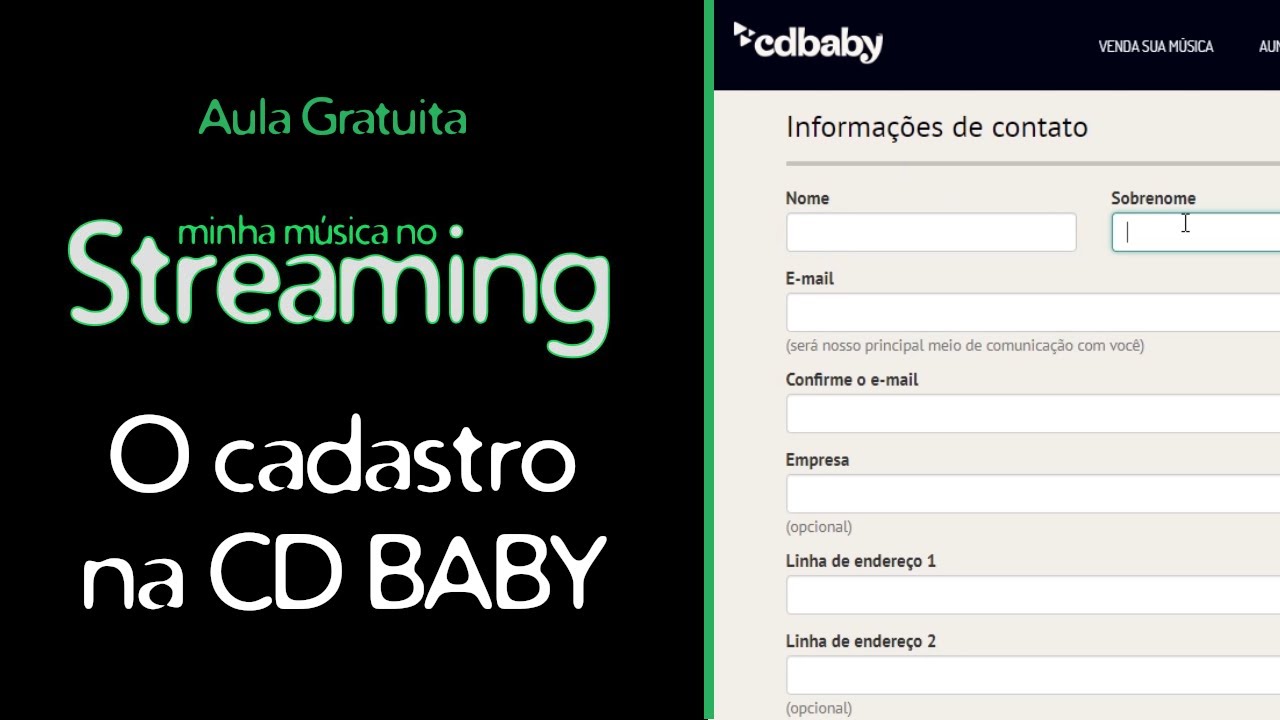 O cadastro na CD BABY - Aula Gratuita do curso Minha Música no Streaming
