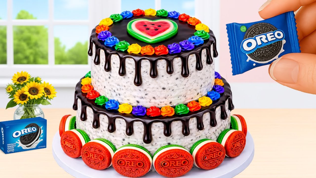 Perfect Mini Oreo Rainbow Cake 🌈🍪 Satisfying Chocolate Drip Mini Cake Decorating | Tiny Cakes World