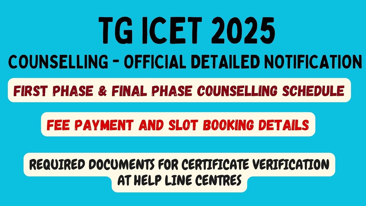 tg icet 2025 counselling process / first and final phase counselling dates / IQ ACADEMY
