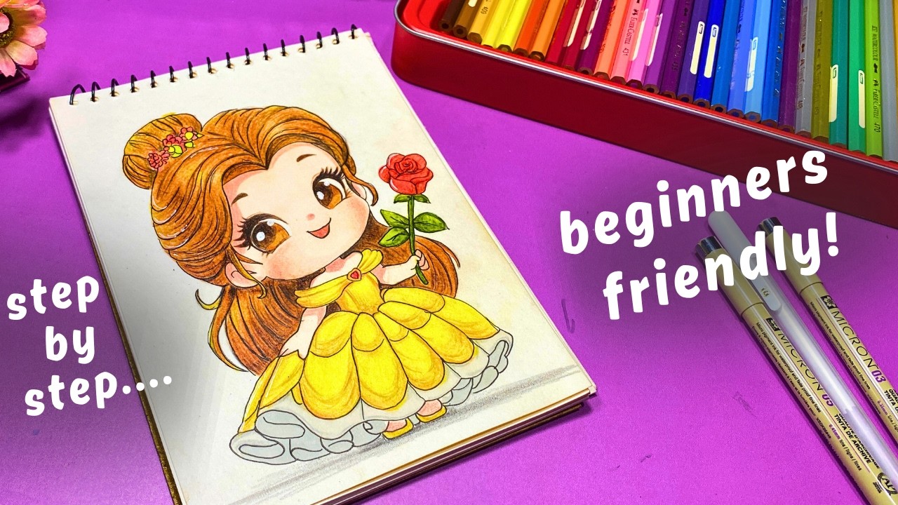How to Draw Belle Step by Step | Beginner Friendly Colored Pencil Tutorial