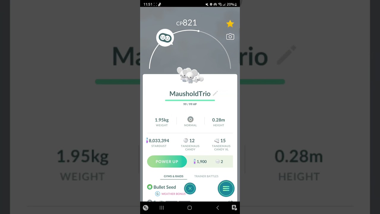Maushold Family of 3 Acquired! 1/99 Chance! (Tandemaus Evolve) #pokemon #pokemongo #pok&eacute;mongo